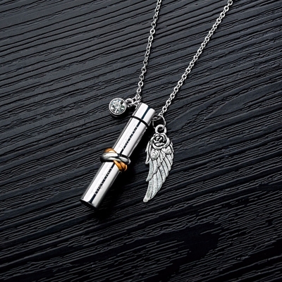 Unique Designs Together Forever Memorial Pet Urn Pendant Stainless Steel Necklace