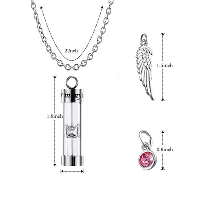 Stainless Steel Electroplated Titanium Steel Ashes Pendant Cylindrical Glass Pendant