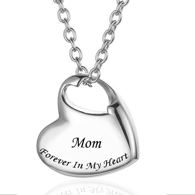 CLASSIC Stainless Steel Heart Pendant Keepsake Urn Necklace For Memorial Ashes Jewelry