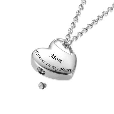 CLASSIC Stainless Steel Heart Pendant Keepsake Urn Necklace For Memorial Ashes Jewelry