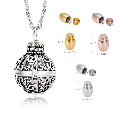 Men's Round Hollow Urn Pendant Necklace Cremation Jewelry for Ashes Keepsake Dream Catcher Ash Holder Necklace Charm Memorial Jewelry