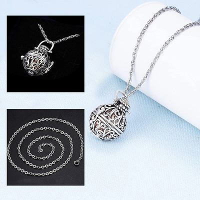 Men's Round Hollow Urn Pendant Necklace Cremation Jewelry for Ashes Keepsake Dream Catcher Ash Holder Necklace Charm Memorial Jewelry