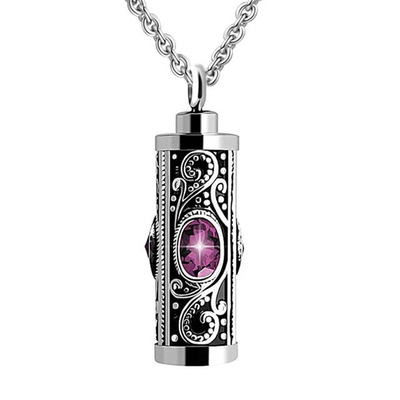 Stainless Steel Cylindrical Design Urn Necklace Pendant for Ashes and Perfume Bottle