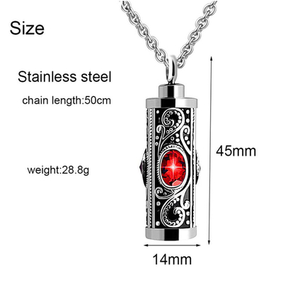 Stainless Steel Cylindrical Design Urn Necklace Pendant for Ashes and Perfume Bottle