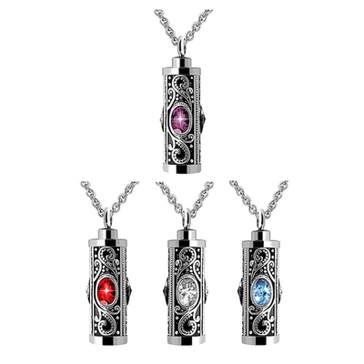Stainless Steel Cylindrical Design Urn Necklace Pendant for Ashes and Perfume Bottle