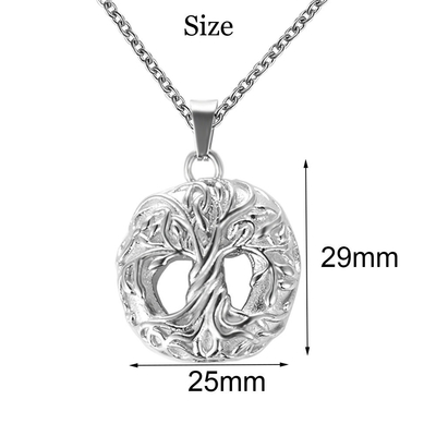 Tree of Life Pendant Necklace with Ashes Compartment in Stainless Steel Vintage Style
