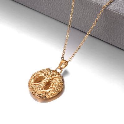 Tree of Life Pendant Necklace with Ashes Compartment in Stainless Steel Vintage Style