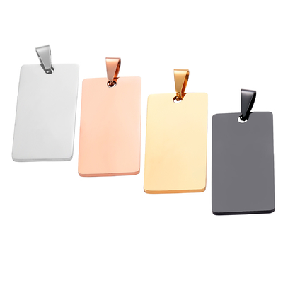 Stainless Steel Rectangular Pendant Necklace for Military Tag Design and Gift Occasion