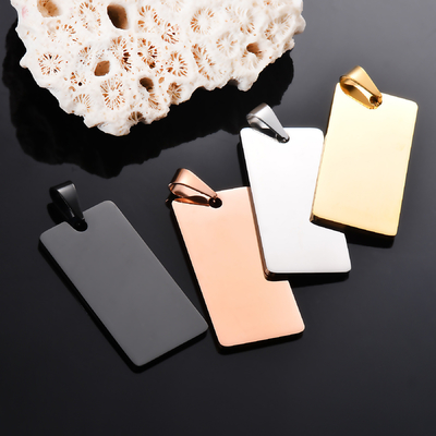 Stainless Steel Rectangular Pendant Necklace for Military Tag Design and Gift Occasion