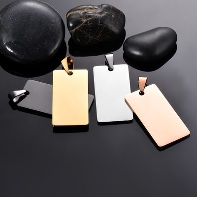 Stainless Steel Rectangular Pendant Necklace for Military Tag Design and Gift Occasion