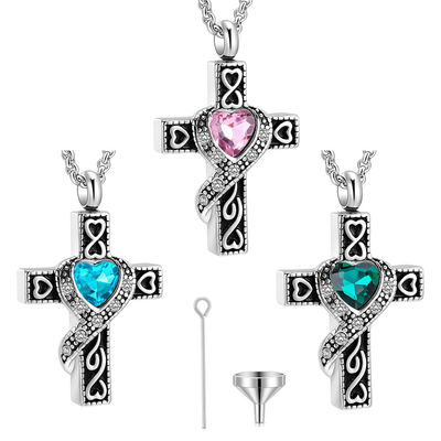 CNC Inlay Technology Cross Urn Necklace Fashionable Cremation Jewelry for Ashes