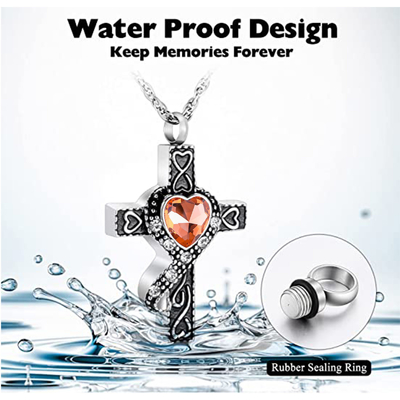 CNC Inlay Technology Cross Urn Necklace Fashionable Cremation Jewelry for Ashes