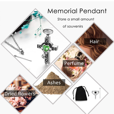CNC Inlay Technology Cross Urn Necklace Fashionable Cremation Jewelry for Ashes