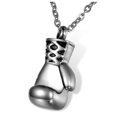 Stainless Steel Boxing Glove Memorial Ash Pendant Urn Necklace Keepsake Unique Design
