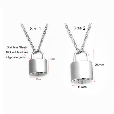 Picture Locket Stainless Steel Padlock Opens Ashes Memorial Necklace for Loved Ones Hair