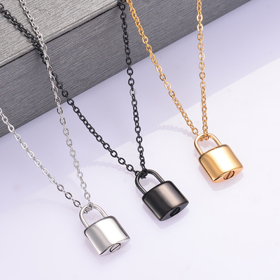 Picture Locket Stainless Steel Padlock Opens Ashes Memorial Necklace for Loved Ones Hair