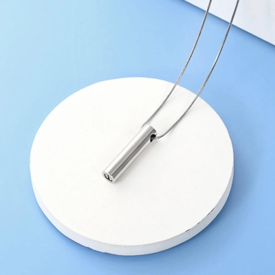 Stainless Steel Paw Print Cylinder Cremation Urn Necklace for Ashes Keepsake Pendant for Women Men