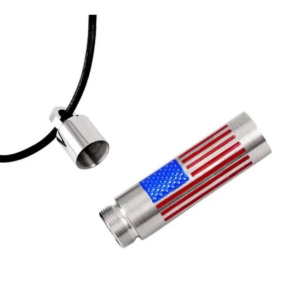 Engraved Stainless Steel US National Flag Open Tube Perfume Bottle Cremation Necklace
