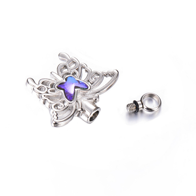 European and American Stainless Steel Butterfly Pendant Necklace with Perfume Bottle