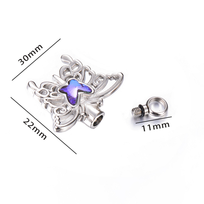 European and American Stainless Steel Butterfly Pendant Necklace with Perfume Bottle