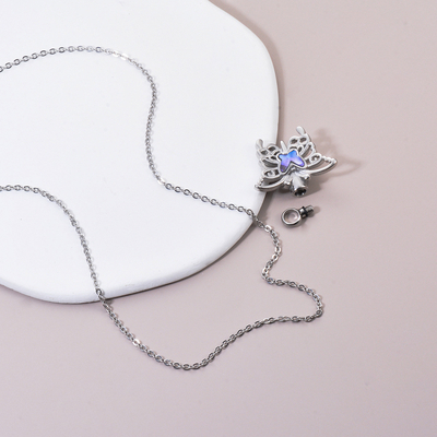 European and American Stainless Steel Butterfly Pendant Necklace with Perfume Bottle
