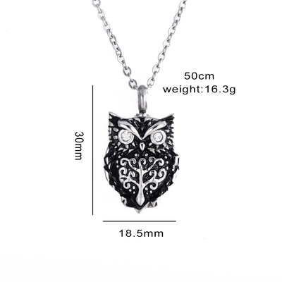 Stainless Steel Owl Pendant Unique Design for Perfume Bottle Opening and Ash Memorial