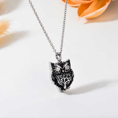 Stainless Steel Owl Pendant Unique Design for Perfume Bottle Opening and Ash Memorial