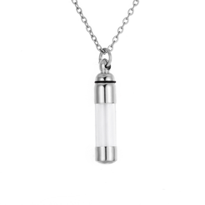 Stainless Steel Open Transparent Cylinder Pendant Perfume Bottle for Picture Display