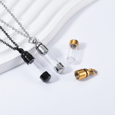 Stainless Steel Open Transparent Cylinder Pendant Perfume Bottle for Picture Display