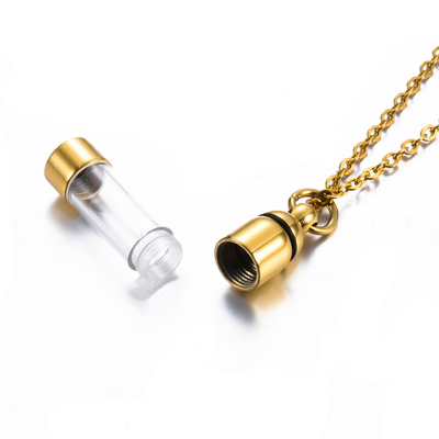 Stainless Steel Open Transparent Cylinder Pendant Perfume Bottle for Picture Display