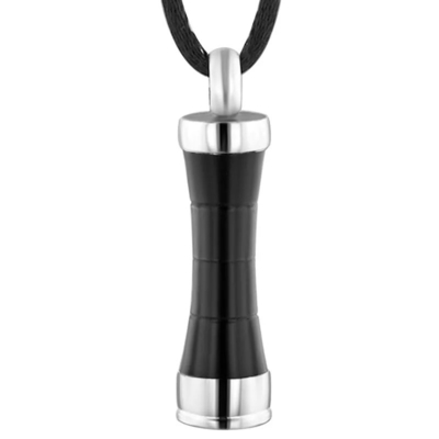 Women's Stainless Steel Cremation Jewelry Black Cylinder Urn Ashes Pendant Keepsakes