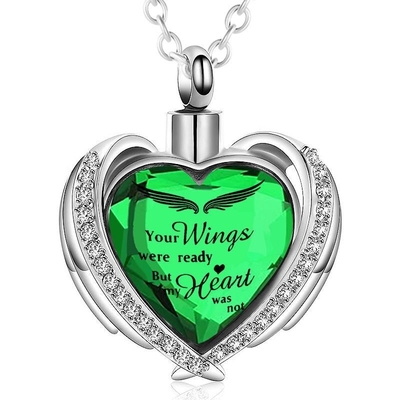 Silver Plated Angel Wing Hug Necklace for Memorial Ash Holder and Funeral Keepsake