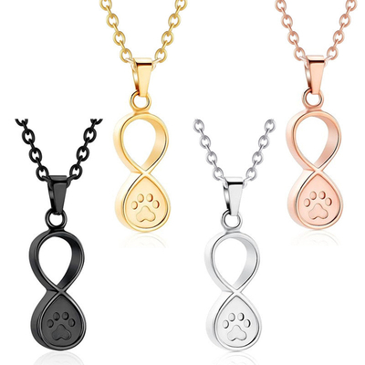 Excellent Europe and US Heart-Shaped Footprints Stainless Steel Pet Memorial Necklace