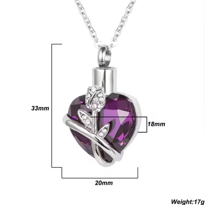 CNC Inlay Technology Stainless Steel Crystal Heart Ashes Urn Keepsake Cremation Pendant Jewelry