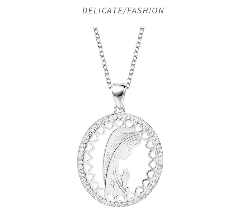 Simple Style 925 Sterling Silver Virgin Mary Prayer Necklace for European and American