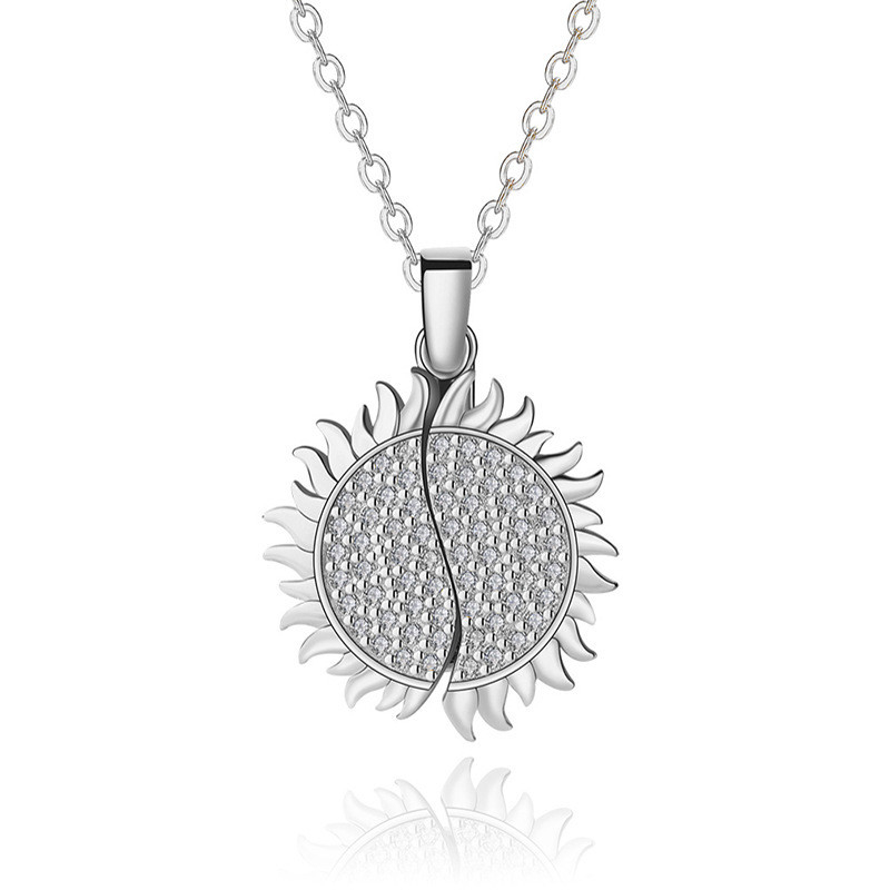 S925 Sterling Silver Sunflower Pendant Necklace for European Style and Customized Name