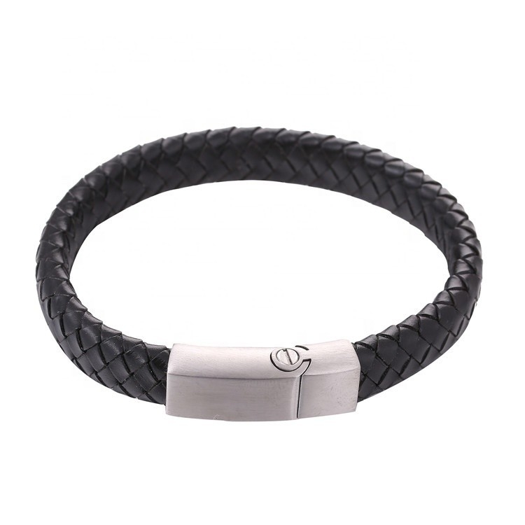 Stainless Steel God Bless Memorial Urn Bracelet Genuine Leather Cremation Ashes Keepsake