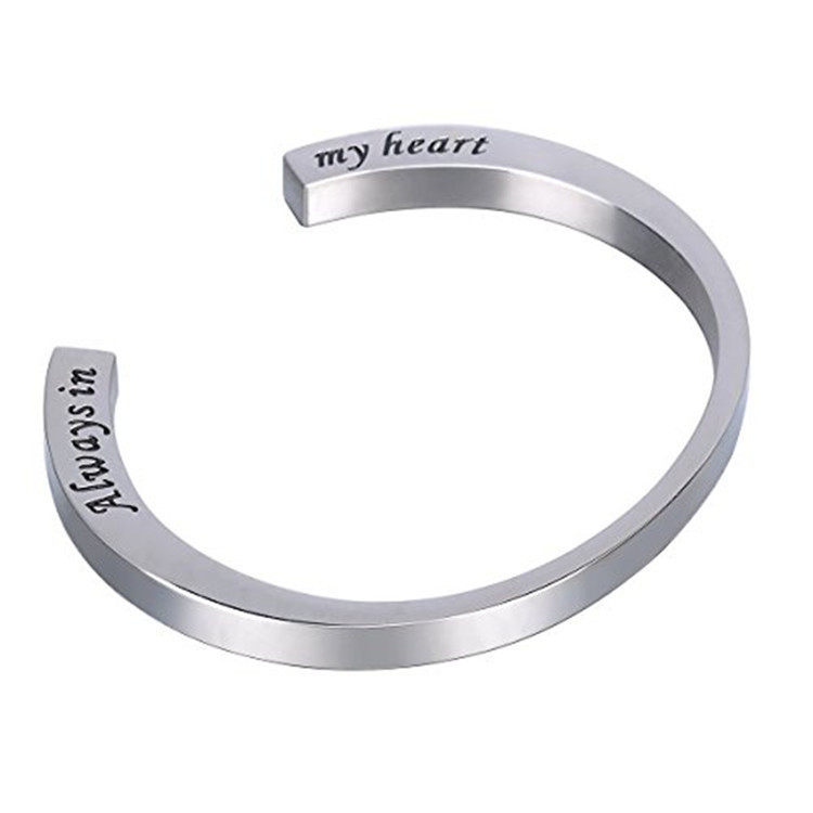 Sample Making Cremation Urn Bracelet Engraved Letter Stainless Steel Waterproof Bracelet