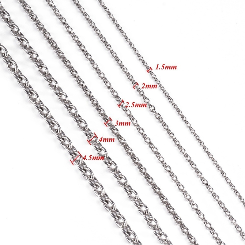 Choice Width 1.5mm-6mm Stainless Steel Cross O Chain Necklace for Women Men DIY Jewelry Thin Bracelet Necklace