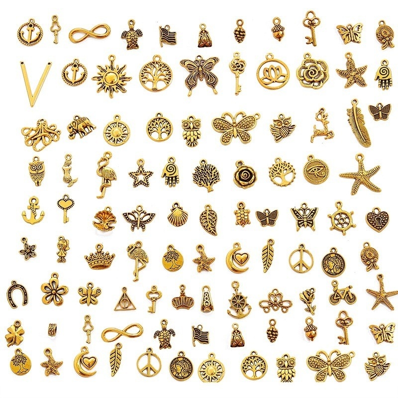 Unisex Vintage Alloy Necklace Earrings Handmade DIY Mobile Phone Case Pendant Material