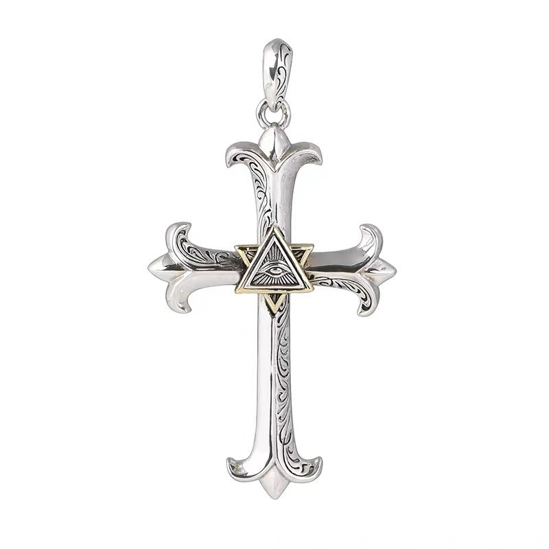 Men's and Women's Eye of God Cross Pendant in High Fashion S925 Silver with Diamond Shape