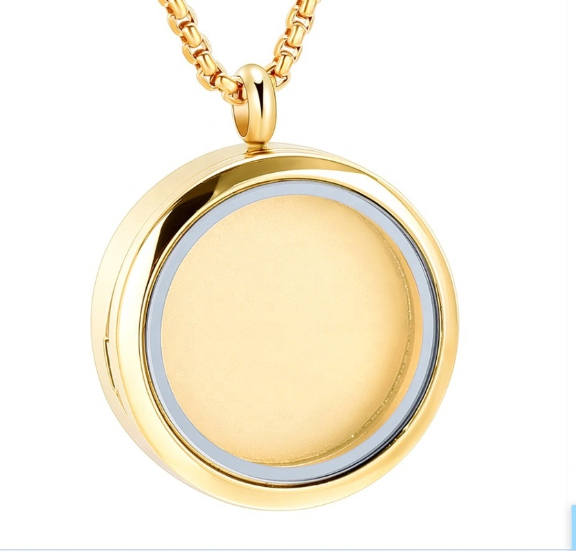 Stainless Steel Glass Round Pendant Cremation Jewelry for Memorial Urn Locket Photo Keepsake Necklace