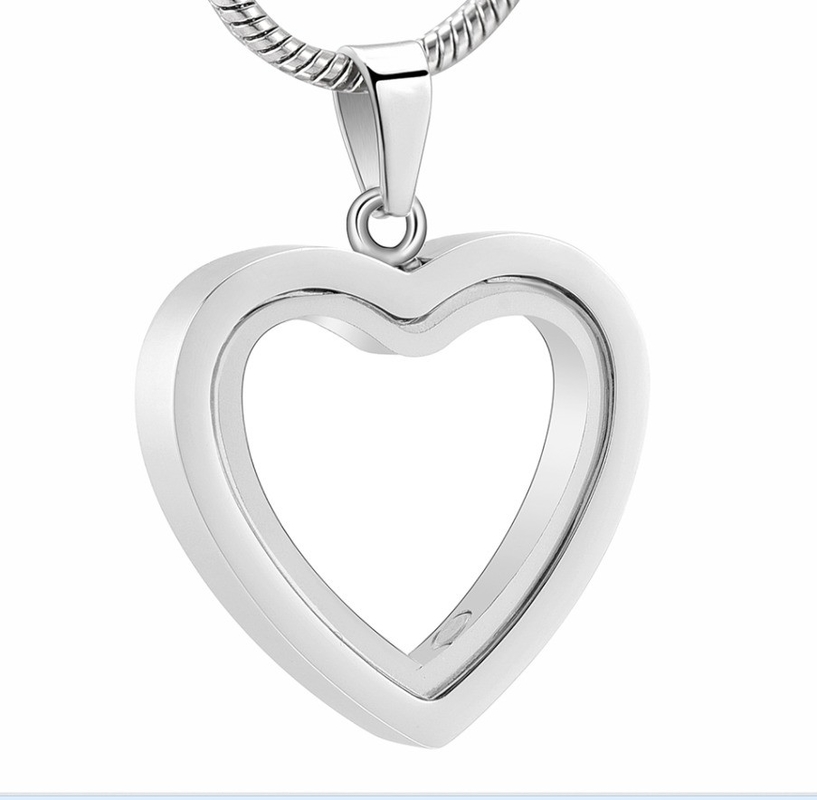 Stainless Steel Heart Shape Cremation Pendant Necklace for Ashes/Hair Keepsake