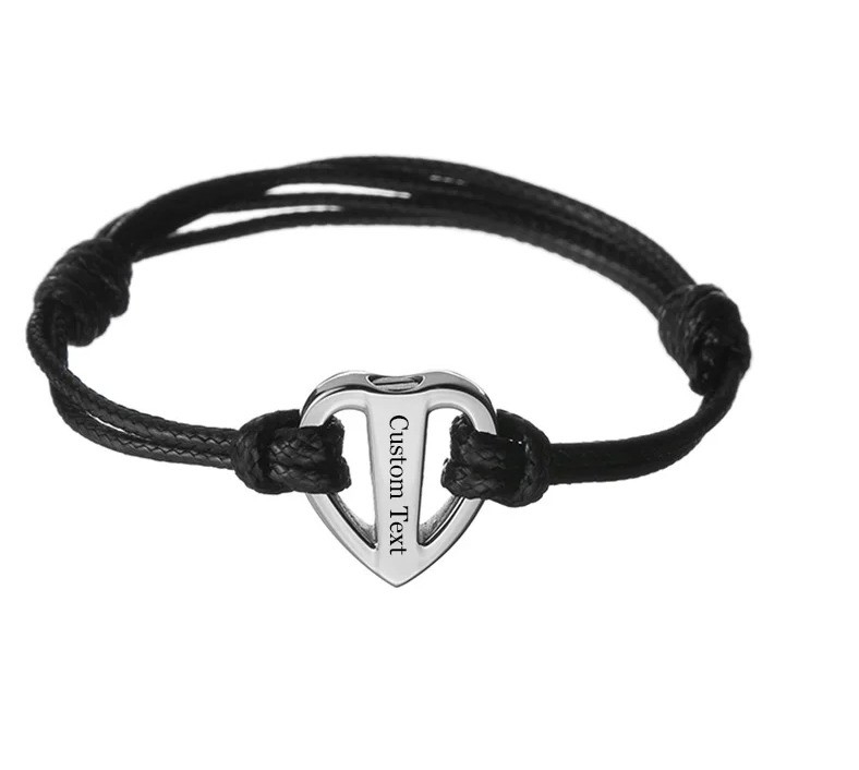 Stainless Steel Heart Cremation Urns Bracelet for Ashes Adjustable Length 17cm-25cm