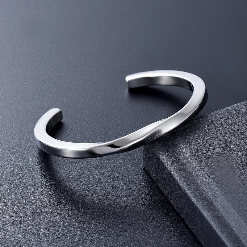 Excellent Stainless Steel Twisted Plain Cremation Urn Bangle For Ashes Memorialization