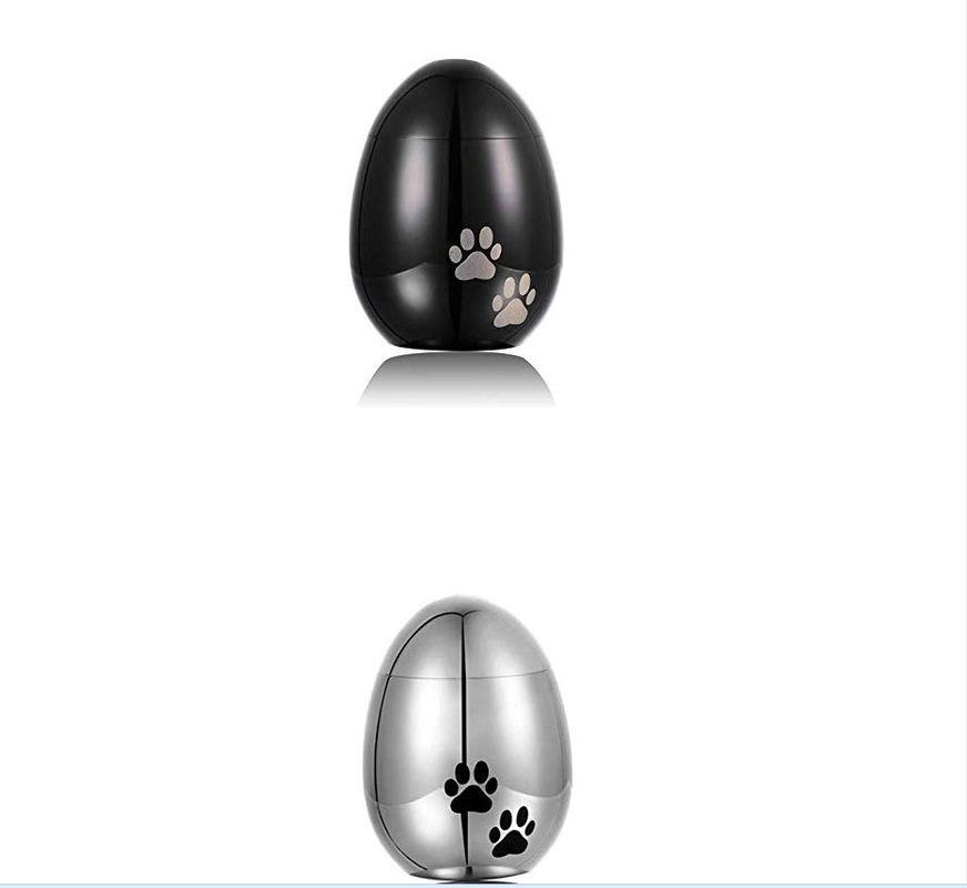 Chic Egg Shape Mini Cremation Urn For Pet Animal Ashes Dog Paw Print Silver Gold Rose Gold Black Urn For Ashes Pendant Free Engrave