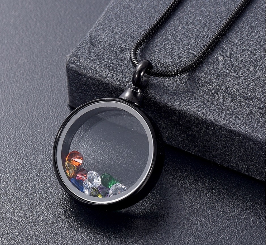 Birthstone Inside Glass Memorial Pendant Necklace Women's Cremation Jewelry for Ashes