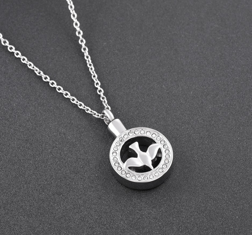 Stainless Steel Dove Decoration Cremation Jewelry for Ashes Keepsake Pendant Necklace