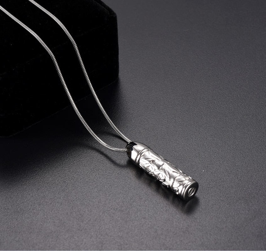 Pet Dogs Cat Memorial Funeral Casket Pendant Necklace Charm Silver Tone Engrave Beautiful Cremation Jewelry for Men