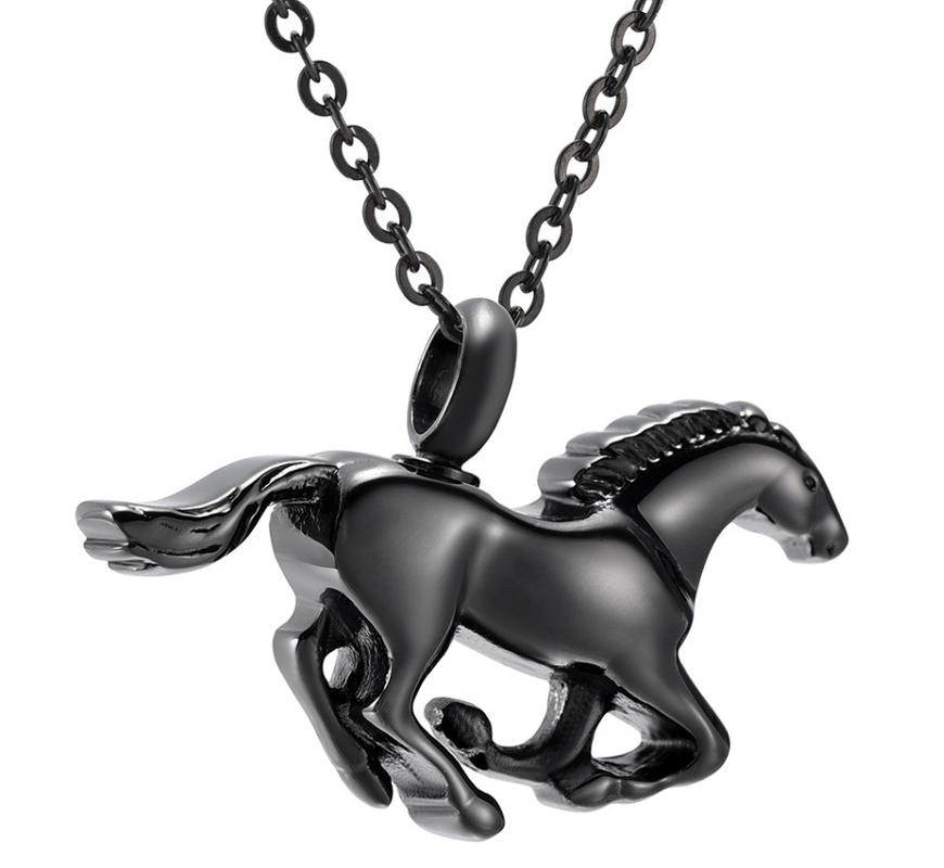 Stainless Steel Horse Cremation Pendant Urn Necklace for Funeral Memorial Jewelry